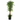 An artificial indoor tree plant with green leaves and a brown trunk, potted in a black geometric planter, shown against a plain white background.