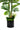 An artificial palm tree planter with a tall green palm trunk and fronds, surrounded by smaller green foliage, in a black faceted geometric pot on a white background.