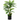 An artificial palm tree plant with green fronds and a textured black geometric pot, shown against a plain white background.