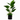 An artificial potted plant featuring large green tropical leaves and a black faceted geometric pot, isolated on a white background.